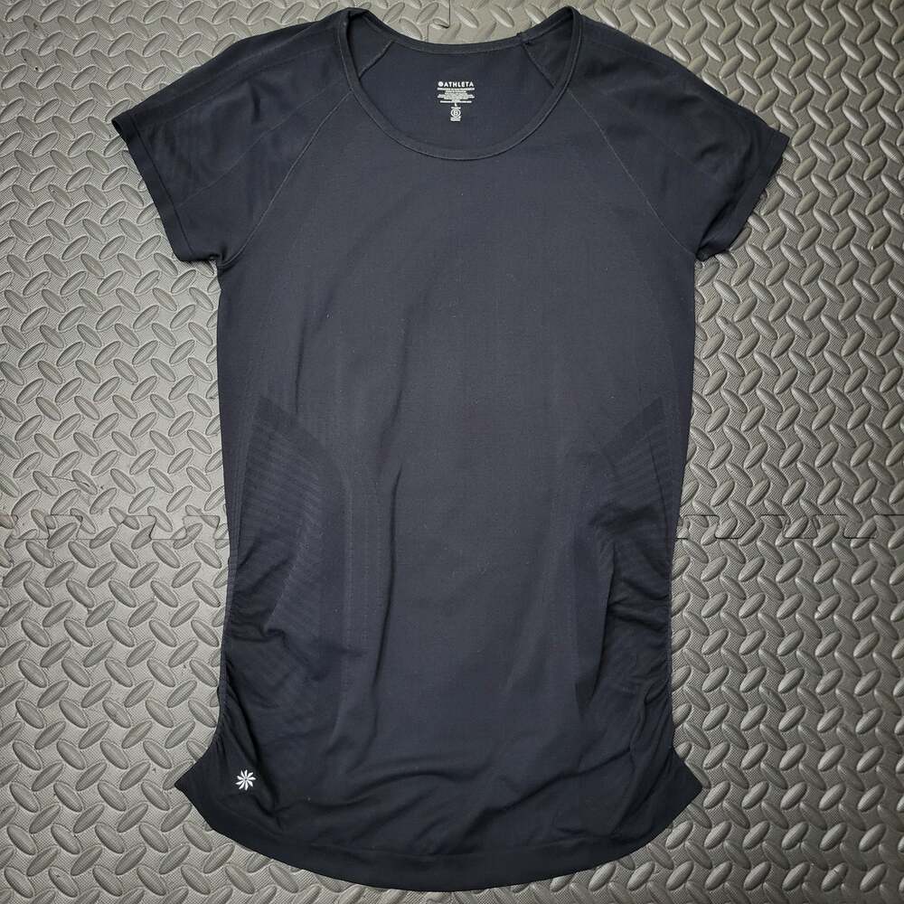 Athleta Women's Run Free Tee Size Large Black Short Sleeve Athletic Running Top